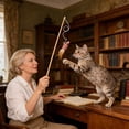 thumbnail image 6 of CuiLiyq 1 Pack Cat Toys Wand, Interactive Cat Fishing Pole Toys with Wood Rod and Cotton Rope, Exercise Entertainment for Indoor Cats (Red), 6 of 6