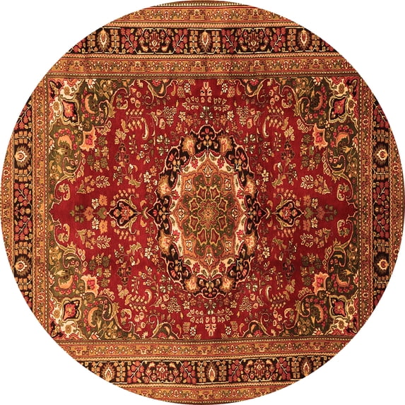 Ahgly Company Indoor Round Medallion Orange Traditional Area Rugs, 8' Round