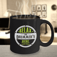 thumbnail image 5 of Relax the Drummer's Here Black coffee mugs for Drummer's and Musicians Tunes - Black Ceramic Coffee Mug 11 oz, 5 of 6
