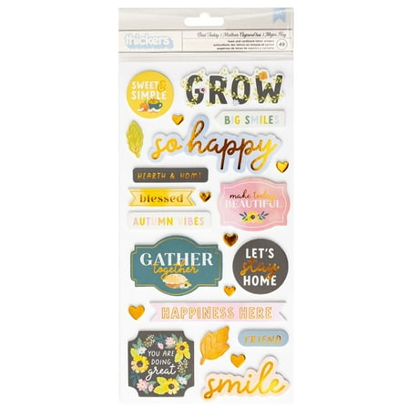 Paige Evans Garden Shoppe Thickers Stickers 49/Pkg-Best Today Phrase W/Copper Foil Accents