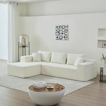MAYEERTY 104.33" L-Shaped Sponge Modular Sectional Sofa, Modern White Cloud Corner Couch