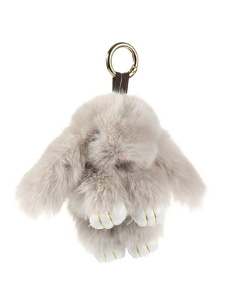 Pure Fluffy Real Rabbit Fur Pompon Bunny Keychain Trinket Women