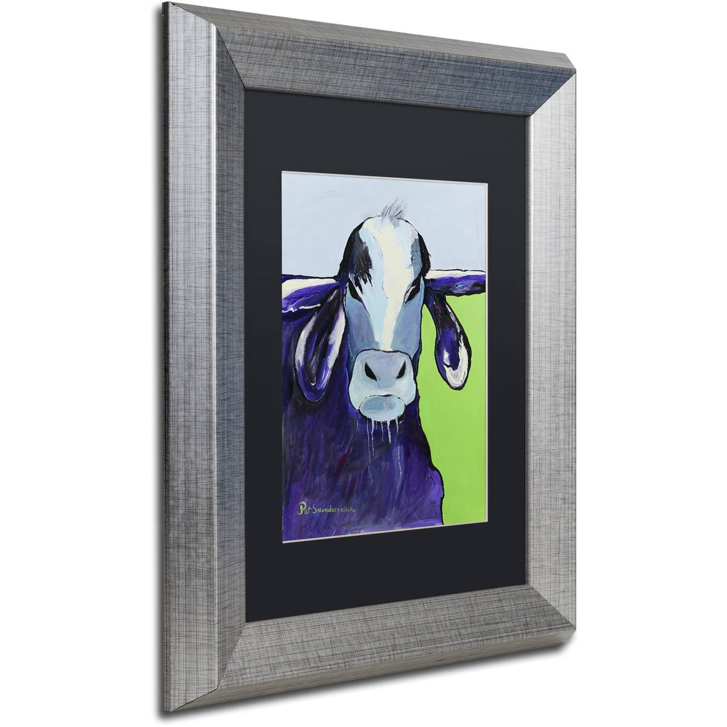 Trademark Fine Art "Bull Drool II" Canvas Art by Pat Saunders-White, Black Matte, Silver Frame
