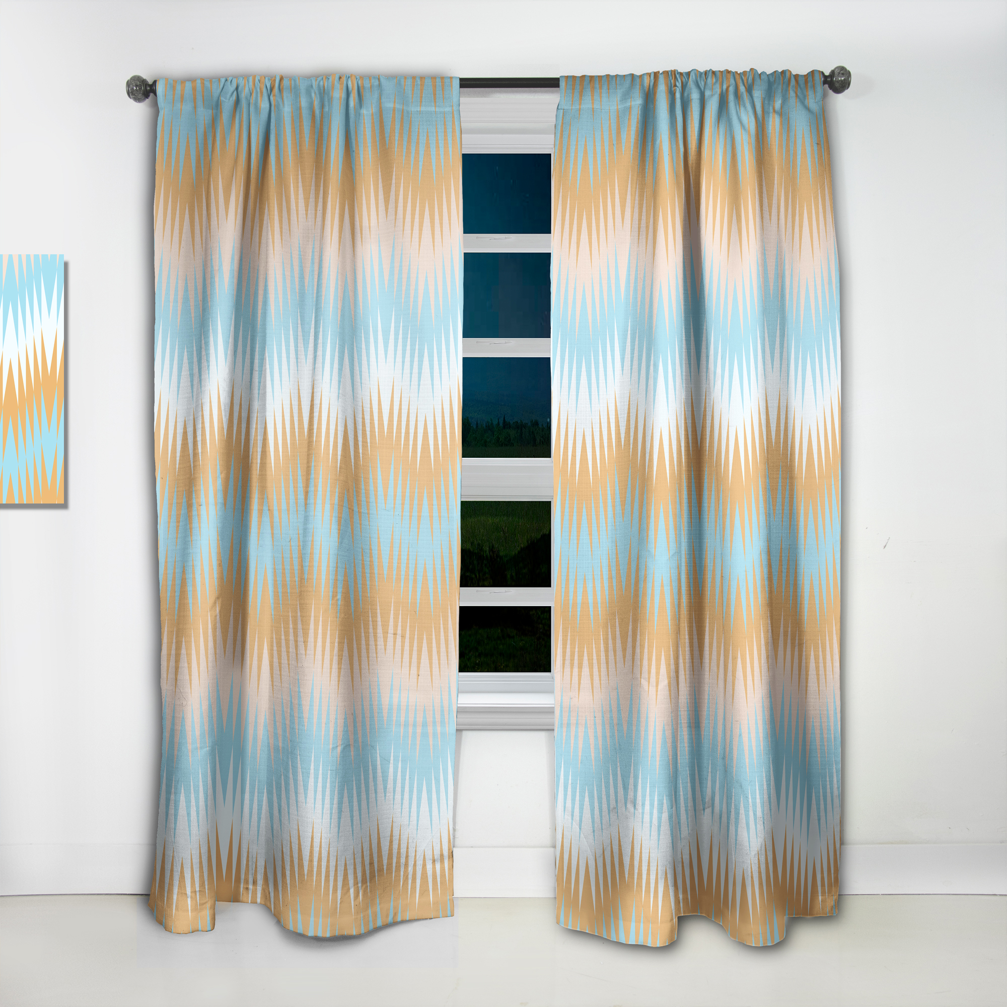 Designart 'Abstract Retro Design XI' Mid-Century Modern Curtain Panel