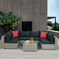 thumbnail image 1 of Clearance! Patio Outdoor Furniture Sets, 7 Pieces All-Weather Rattan Sectional Sofa with Tea Table and Cushions, PE Rattan Wicker Sofa Couch Conversation Set for Garden Backyard Poolside, B4533, 1 of 11