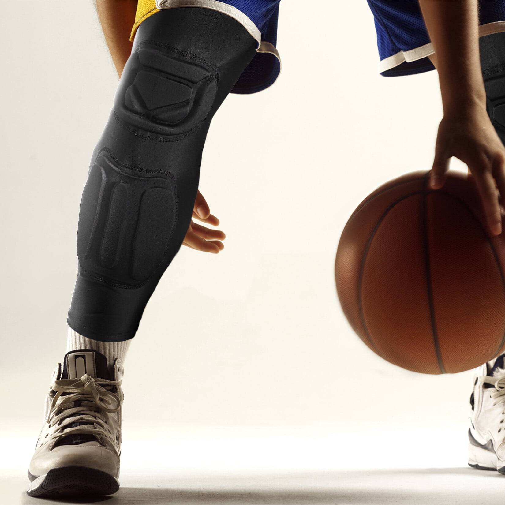 Compression Knee Pads with Shin Guard Pads, Protective Knee & Shin Leg Sleeve Support for Soccer, Football, Basketball, Wrestling, Volleyball (A Pair)