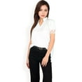 thumbnail image 4 of Women's Puff Sleeve Blouse with Delicate Crochet Cuffs and V-Neckline- White,X Large, 4 of 7