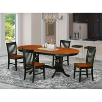 East West Furniture Plainville 5-piece Wood Dining Room Set in Black/Cherry