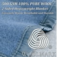 thumbnail image 6 of Poyet Motte Aubisque Heavyweight 100% Wool All Natural Blanket, Full/Queen Size, Blue/Light Blue, 6 of 9