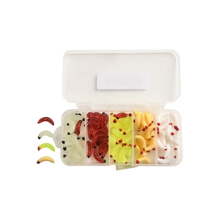 100pcs Maggot Grub Soft Fishing Lure False Bread Worm low Shrimps Bait