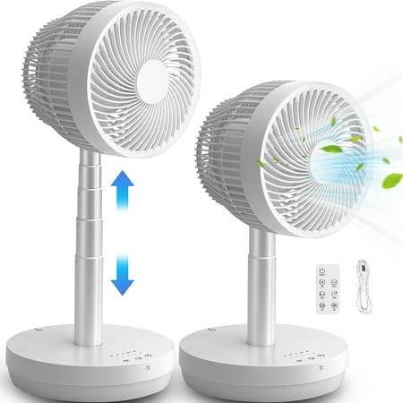 

AGLUCKY Stand Table Fan Portable Telescopic Floor/USB Desk Fan 60°Oscillating Fans with remote Control 10 Speed Settings 7.5H Timer Quiet Stand Up Fan White