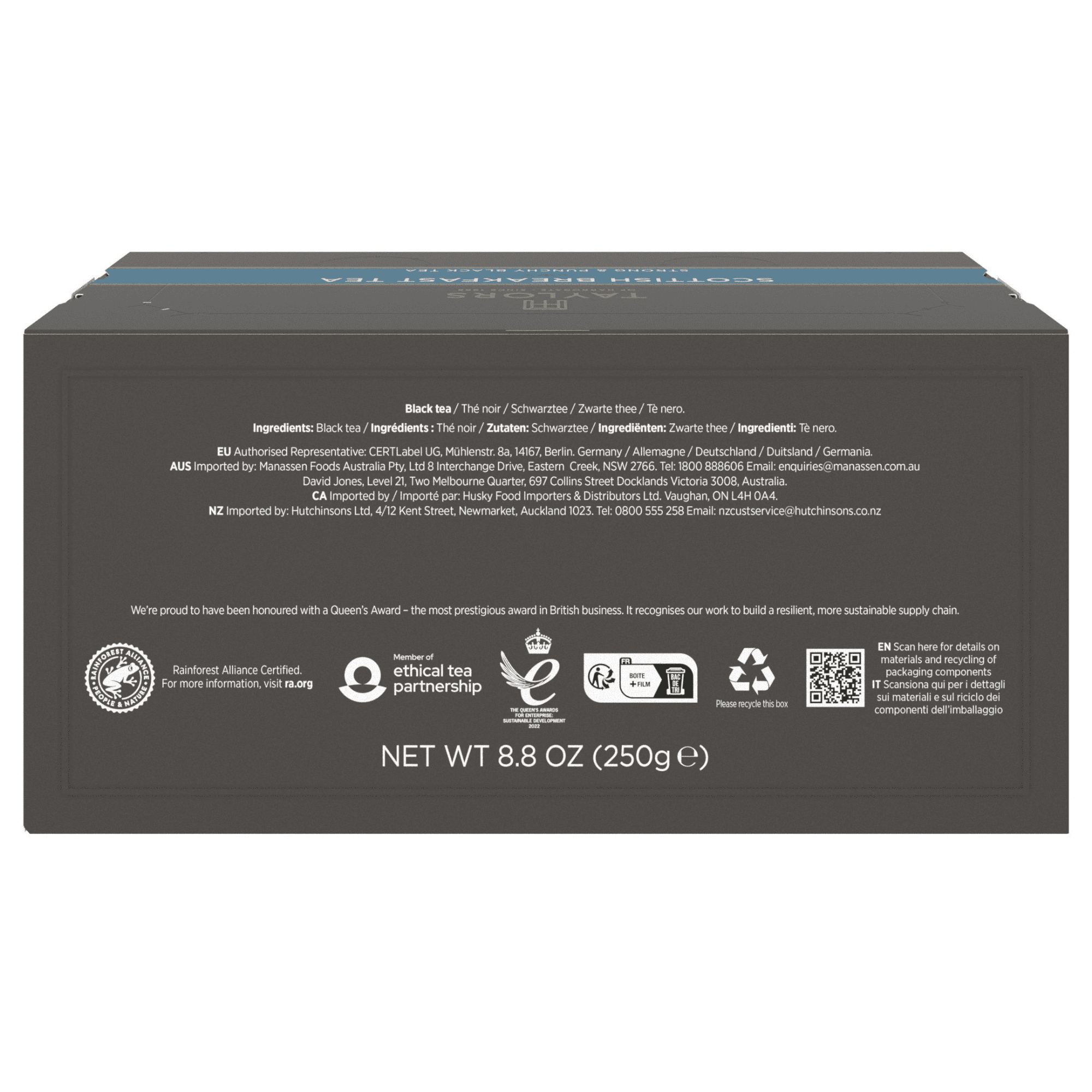 Taylors of Harrogate Scottish Breakfast Black Tea Individually Wrapped Bags, 100 Count (Pack of 1), Strong, Malty & Full, Caffeinated, Enjoy Hot or Iced, 100 Teabags