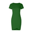 thumbnail image 4 of Admvng Womens Summer Dresses Sexy Solid Color Round Neck and Irregular Short Sleeve Dress S-2XL, 4 of 6