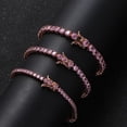 thumbnail image 4 of 3-5MM Pink Tennis Bracelets for Women 18K Gold Plated Classic Simulated Diamond Tennis Bracelet Round Cut CZ Bracelets for Women Wedding Bridal Prom Jewelry Bracelets, 4 of 7