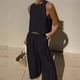 thumbnail image 5 of Conjunto de dos piezas con estampado Retro para mujer, Top corto holgado sin mangas, pantalones de pierna ancha, trajes elegantes de playa, verano, 2024, 5 of 5
