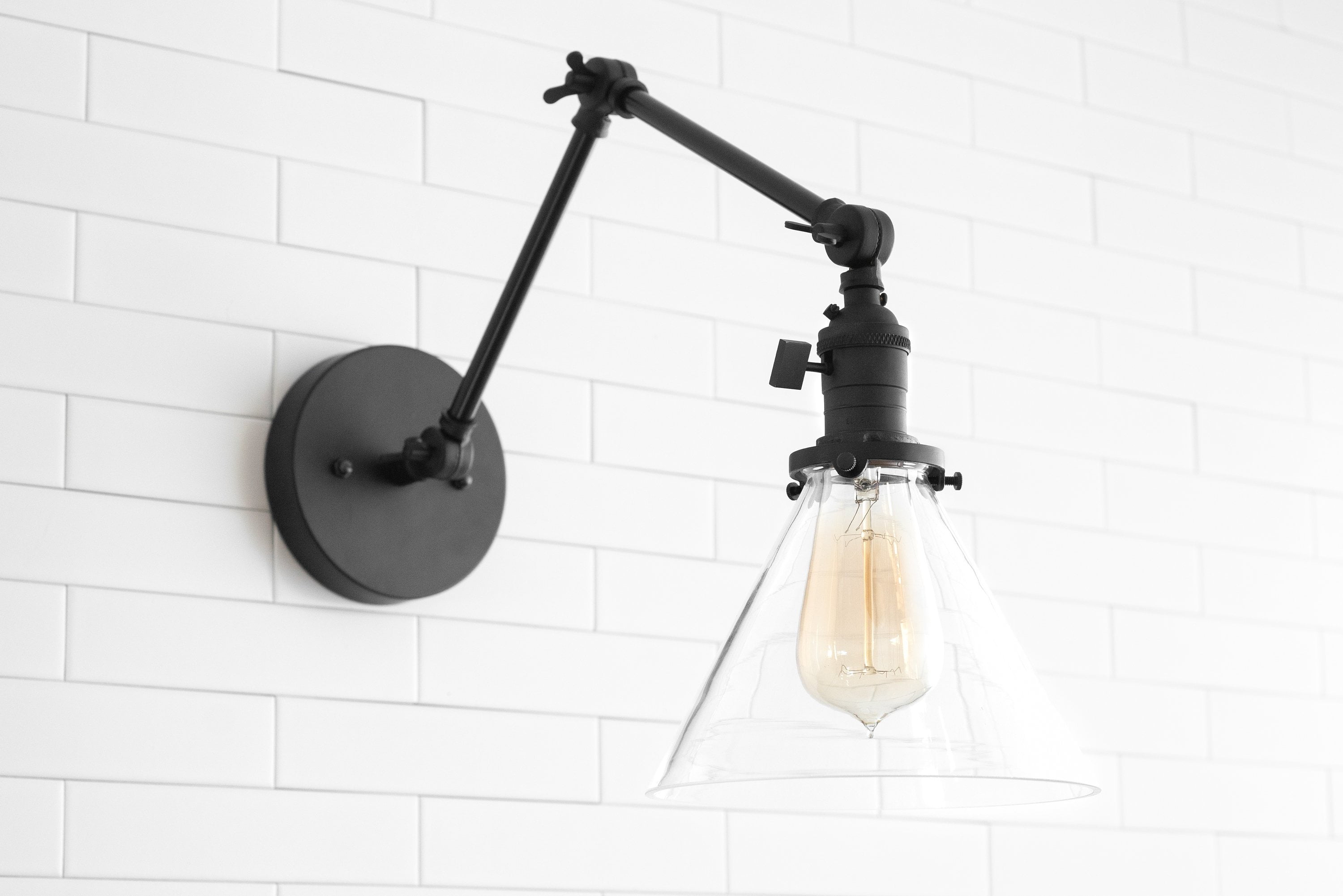 Modern Farmhouse Adjustable Swing Arm Sconce Edison Wall Light