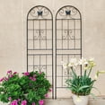 thumbnail image 3 of 2 Pack Metal Garden Trellis 71" x 19.7" Rustproof Trellis for Climbing Plants Outdoor Flower Support Black, 3 of 9