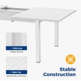 thumbnail image 4 of Superjoe Outdoor Patio Dining Table, Aluminum Modern Outside Metal Expandable Patio Table Furniture for Lawn, Balcony, White, 4 of 6