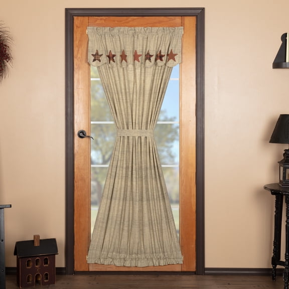 VHC Brands, Abilene Star, Cotton, 72x40, Door Panel with Attached Valance, Red