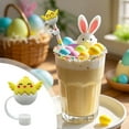 thumbnail image 2 of Easter Straw Toppers Cute Straw Covers Cartoon Design Easter Eggs Chick Bunny Reusable Straws Topper Accessories Cup Decoration (B), 2 of 6