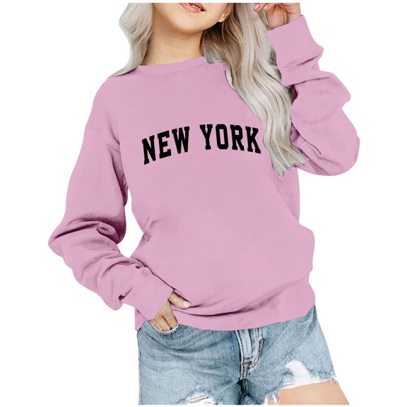 Zwiiyzr Boys Girls Kids Sweatshirt Long Sleeve Crewneck Tops Letter Graphic Pullover Casual Outwear