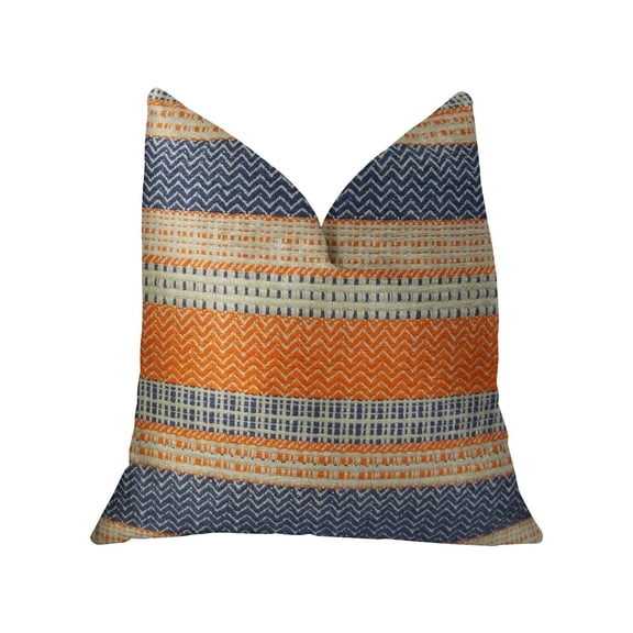 Plutus Anastasia Orange Navy and Cream Handmade Luxury Pillow - Double sided 20" x 36" King