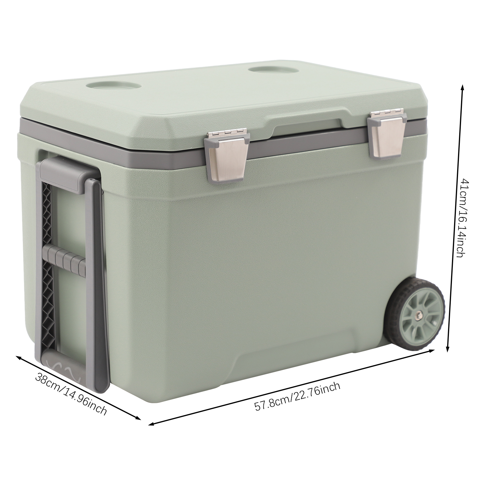 1 PCS 45L/11.89 Gal Insulated Portable Cooler, Ice Retention Cooler with Handle, Wheelded Cooler
