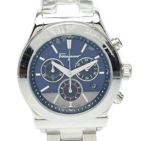 Pre-Owned Salvatore Ferragamo 1898 Chronograph Watch SFFM01320, Swiss Quartz Movement, Navy...