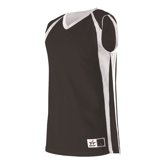 Alleson Athletic 54MMR Mens Reversible Basketball Jersey-Black/White-S