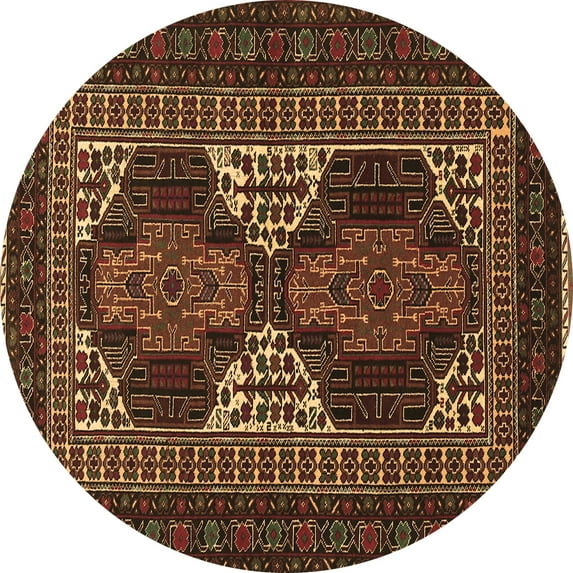 Ahgly Company Indoor Round Persian Brown Traditional Area Rugs, 4' Round