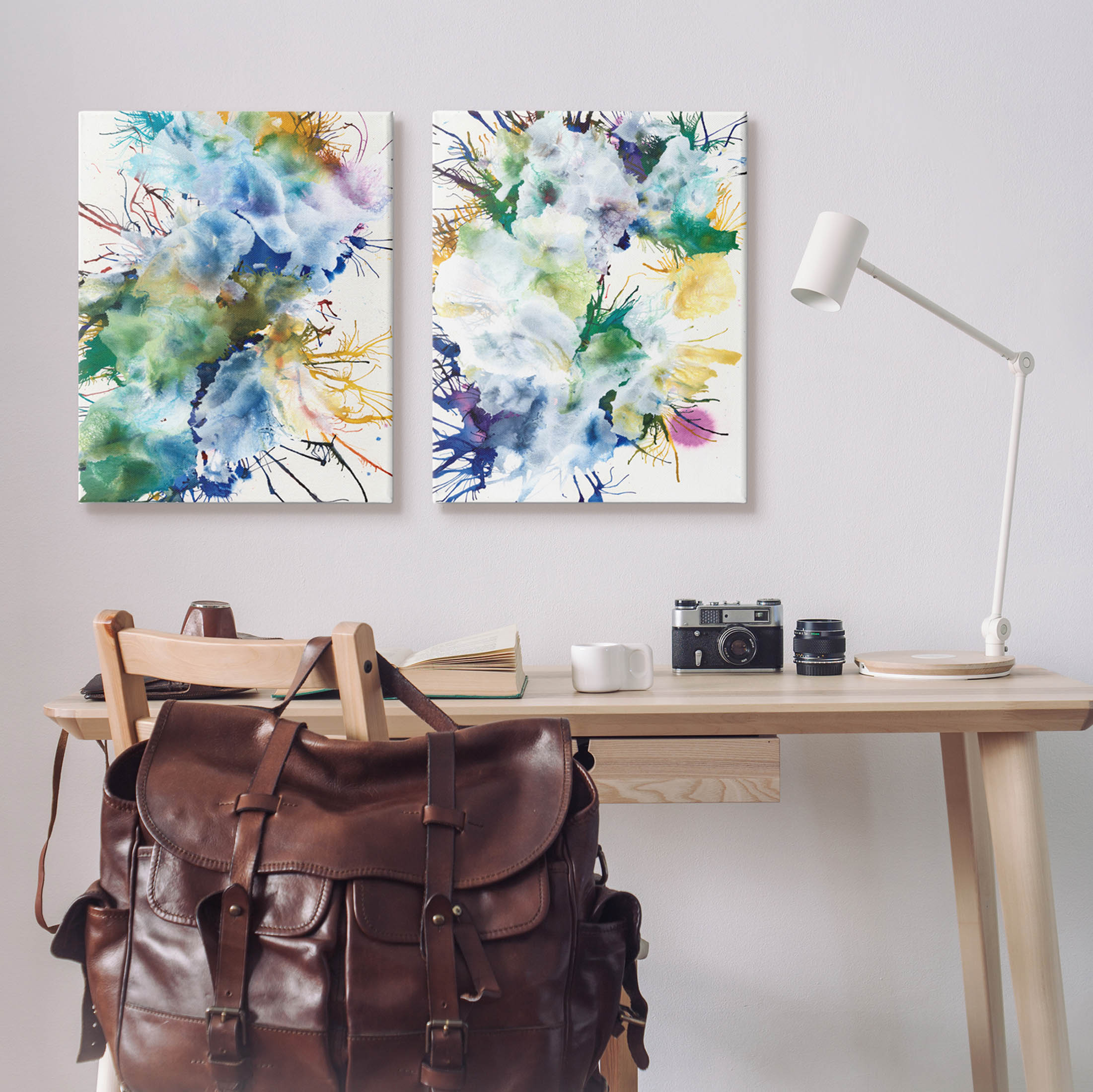 Stupell Industries Modern Urban Rainbow Splatter Graphic Art Gallery Wrapped Canvas Print Wall Art, Set of 2, Design by Jodi Fuchs