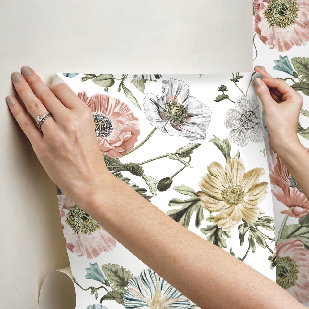 (2 pack) RoomMates Vintage Poppy Peel & Stick Wallpaper 30.75 Sq. ft