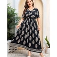 thumbnail image 2 of Women Plus Size Short Sleeve Dress Loose Summer Casual A-Line Flowy Midi Dresses Navy Blue XXL, 2 of 6