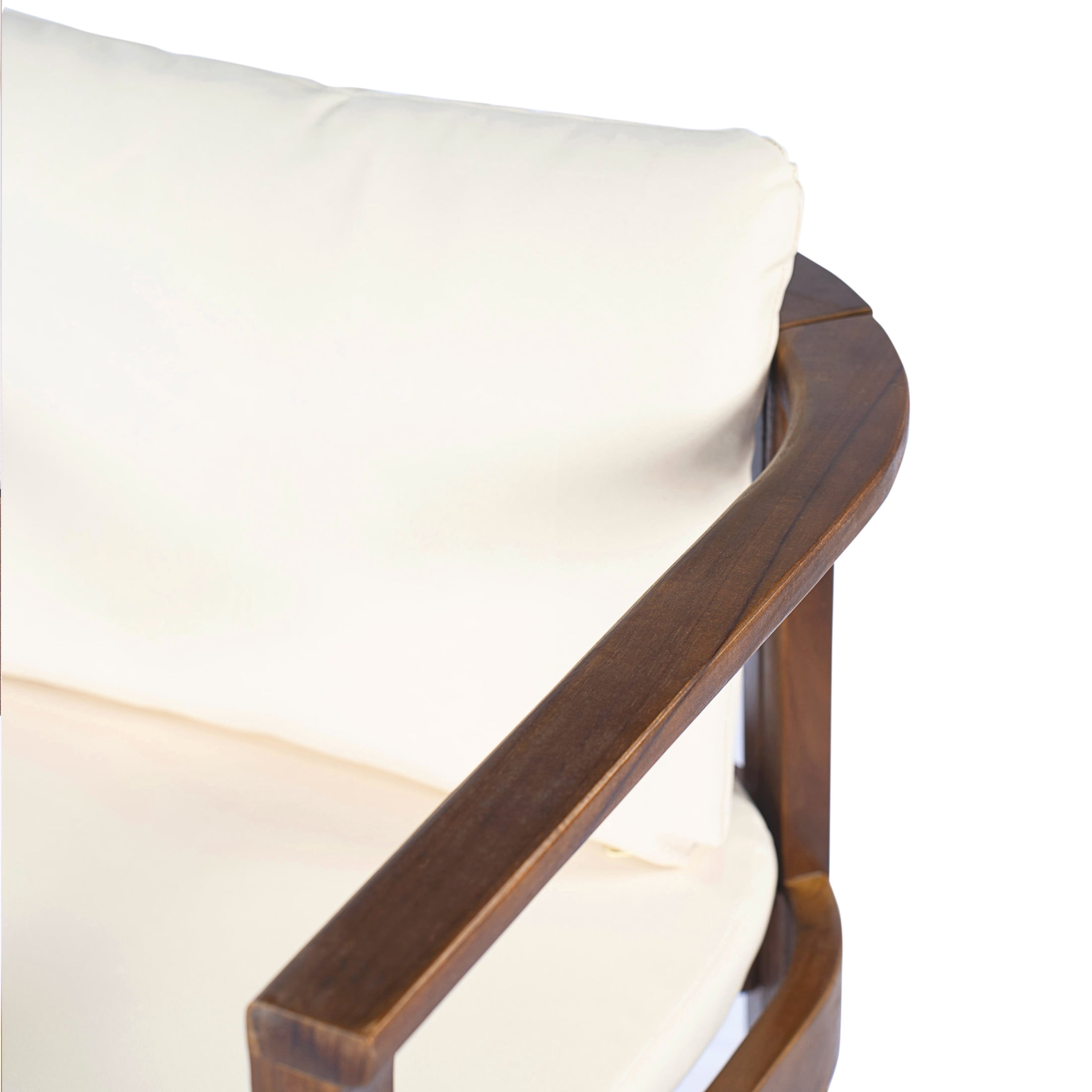 Christopher Knight Home 5-Piece Brown Rustic Outdoor Round Dining Table with Chairs, Cream Cushions