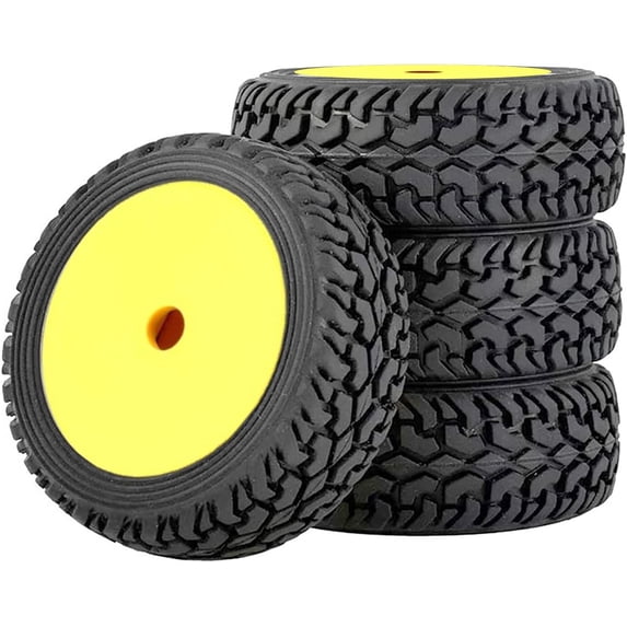 LINLIN 4PCS 1:10 RC On Road Rally Car Grain Rubber Tyre Tires Hard Dish Wheel Rims Accessory Parts Compatible with 1/10 RC Buggy Buggy Run Flat Drift Car Traxxas HSP Tamiya HPI Kyosho