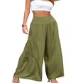 thumbnail image 1 of POINTERTECK Pantalons Larges Amples pour Femmes Taille Haute Couleur Unie Coupe Décontractée Plissée, 1 of 7
