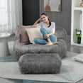 thumbnail image 5 of High Back Bean Bag Chair plush for Adults  Lazy  lounger Couch Grey, 5 of 5