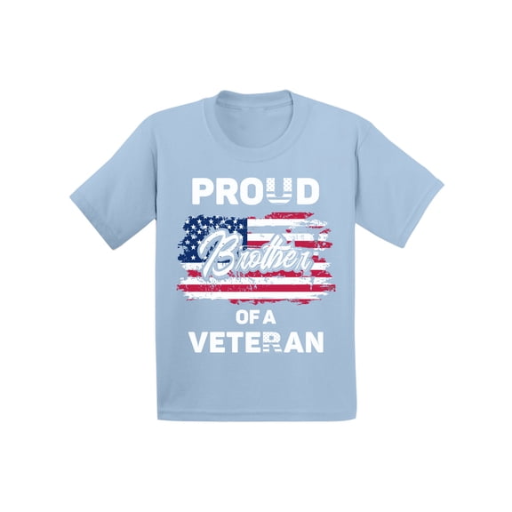 Awkward Styles Proud Brother of a Veteran Toddler Shirt 4th of July Party Retro USA Flag T shirt for Brother Patriotic Kid Gifts Pro America Brother Tshirt Made in USA 4th July Brother T-shirt