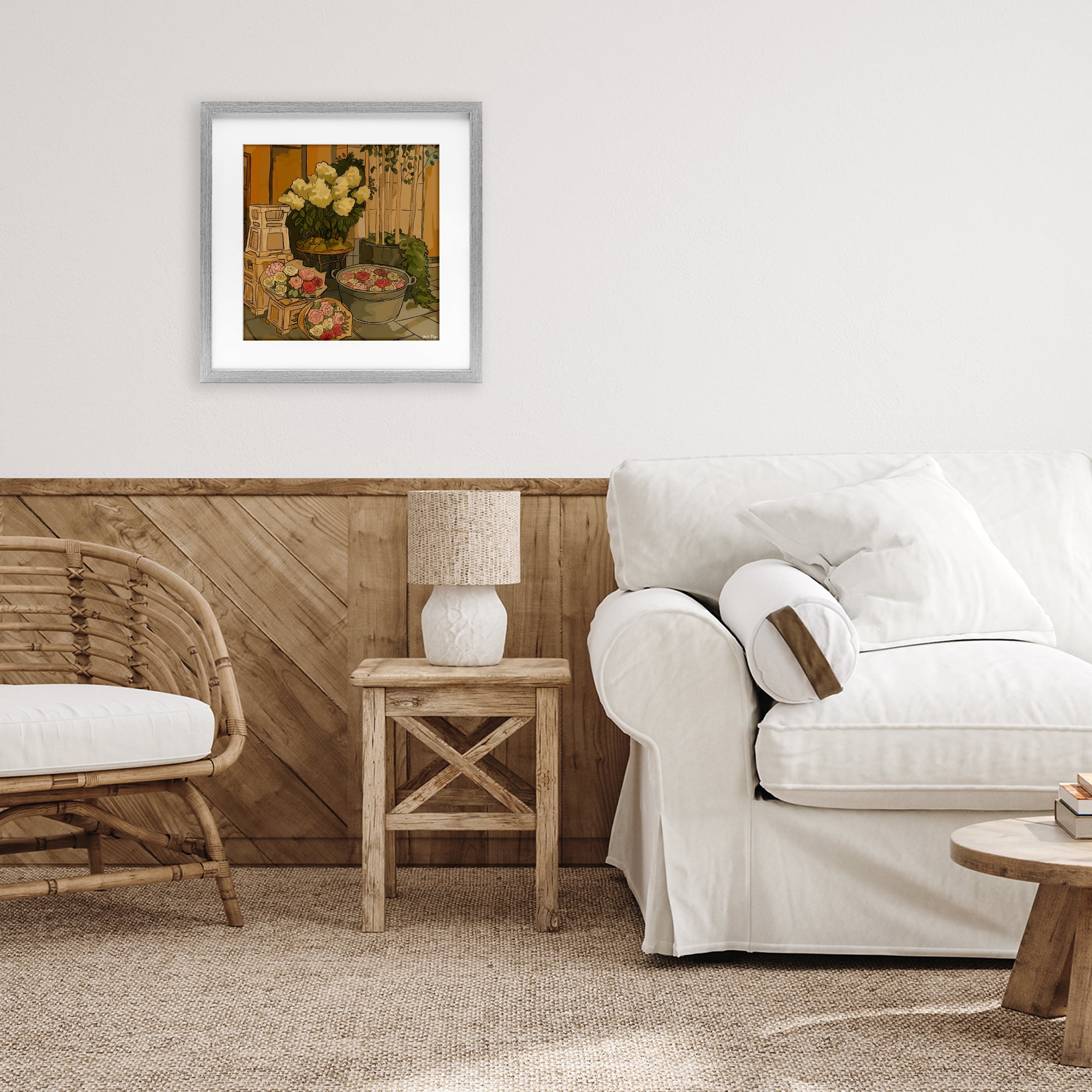 Stupell Industries London Town Flowers Gray Framed Print Under Glass, design by Amelia Noyes