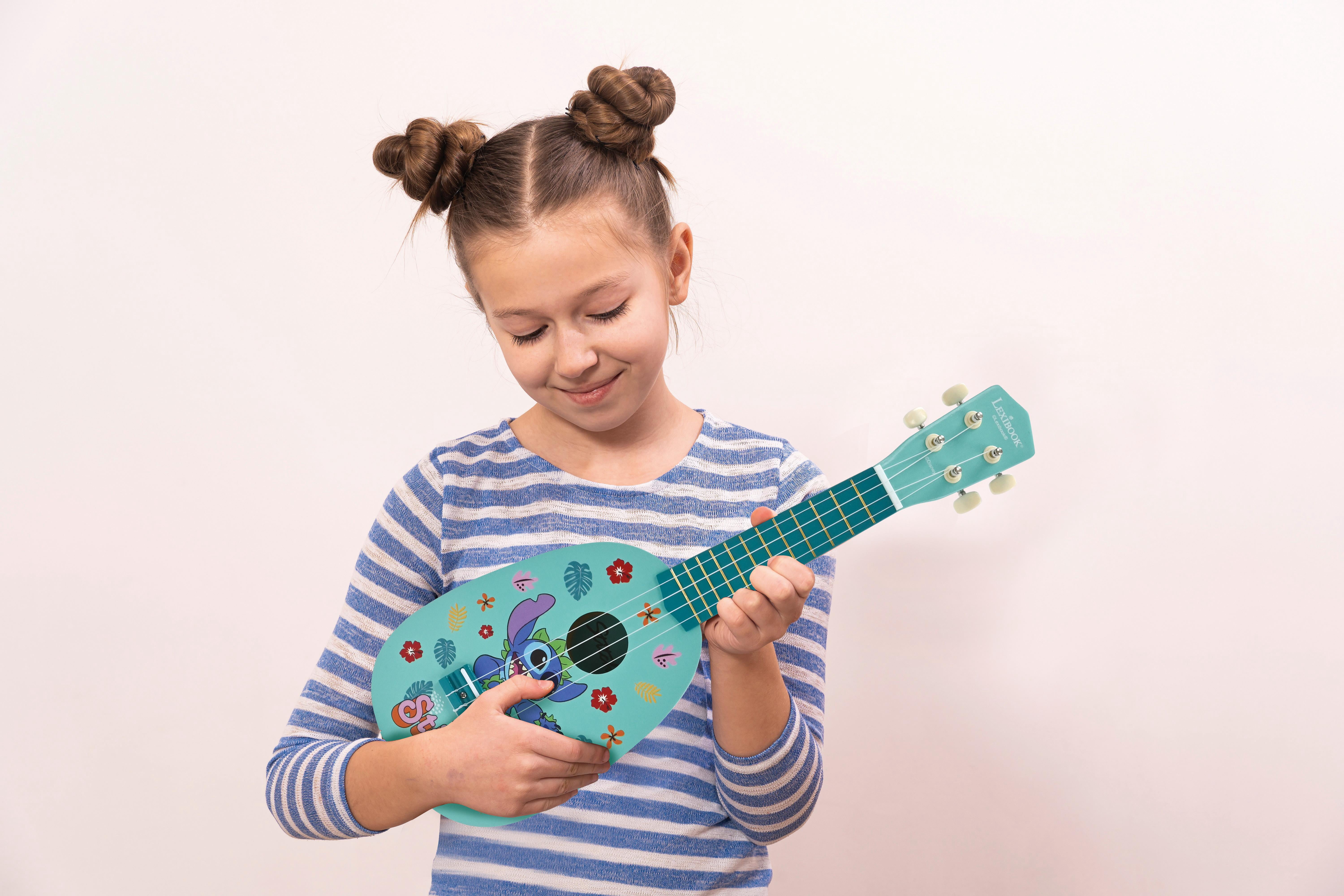 Lexibook Disney Stitch My First Wooden Ukulele, 4 Nylon Strings, 53cm, Blue