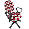 thumbnail image 1 of Geometric Office Chair Slipcover, Curved Lines with Bicolor Oval Shapes Abstract Flow Themed Pattern, Protective Stretch Decorative Fabric Cover, Standard Size, Vermilion Grey White, by Ambesonne, 1 of 5