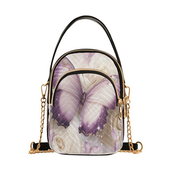 DIXRUYEE Cross Body Fashion Shoulder Waist Purse Bags Butterfly on Blooming Pocket Handbags