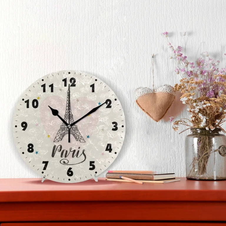 Paris Eiffel Tower Round Wall Clocks French Style Silent  display picture 3