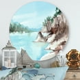 thumbnail image 2 of Designart 'Rocks With The Blue Lake' Lake House Circle Metal Wall Art 23x23 - Disc of 23, 2 of 5