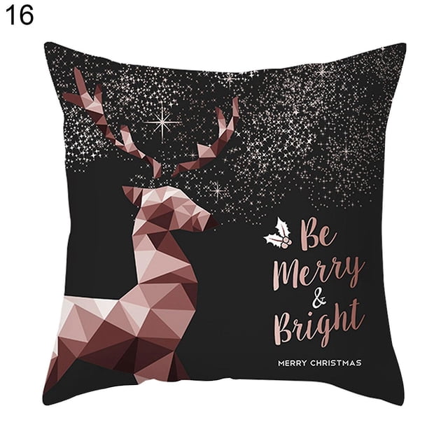 Funda de almohada con estampado de ciervos, funda de cojín de poliéster decorativa elástica para el hogar