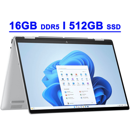 HP Envy x360 Premium 2-in-1 AI PC Laptop 14" FHD+ IPS Touchscreen AMD 6-core Ryzen 5 8640HS 16GB DDR5 512GB SSD Backlit USB-C IR Privacy Camera Poly Studio Win11 Silver