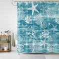 thumbnail image 2 of Shower Curtain Teal Green Coral Shell Starfish Bathroom Curtains with Hooks, Waterproof Fabric Grey Summer Ocean Conch Bath Shower Curtains Set for Bathroom Bathtubs Decor 72x72 Inch, 2 of 9