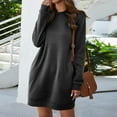 thumbnail image 4 of Lindreshi Casual Fall Dress Clearance Fashion Women Summer Casual Loose Full Sleeve Pocket Rround Collar Solid Dress, 4 of 6