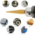 thumbnail image 3 of HSS 6PCS Titanium Step Drill Bit Set W Automatic Center Punch High Speed Steel, 3 of 12