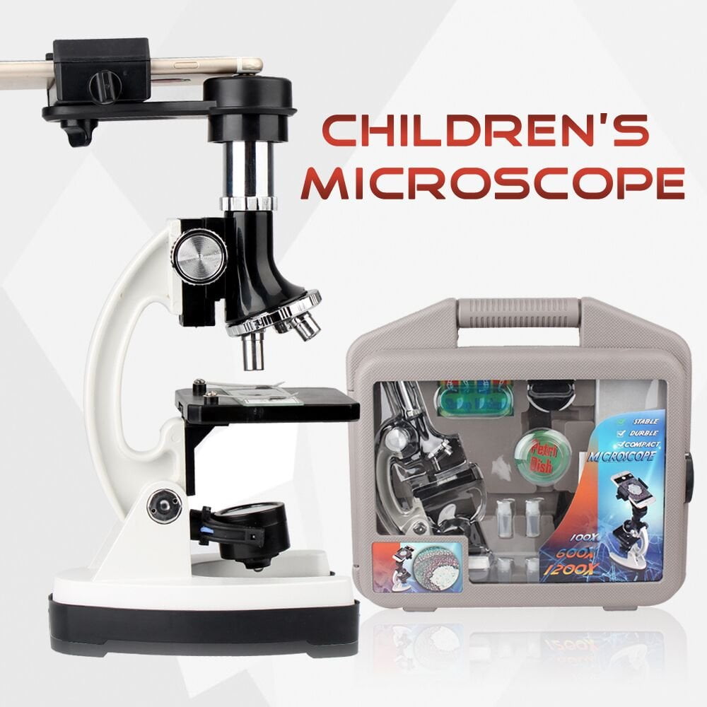 Microscope Kit for Beginners and Kids with Metal Arm and Base, Microscope with Metal Arm and